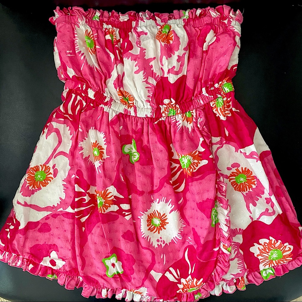 Lilly Pulitzer Strapless Top- Hotty Pink Cherry Begonia